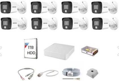 HİKVİSİON 8 Kameralı Full Color 7/24 Renkli Kamera Seti 1TB HDD